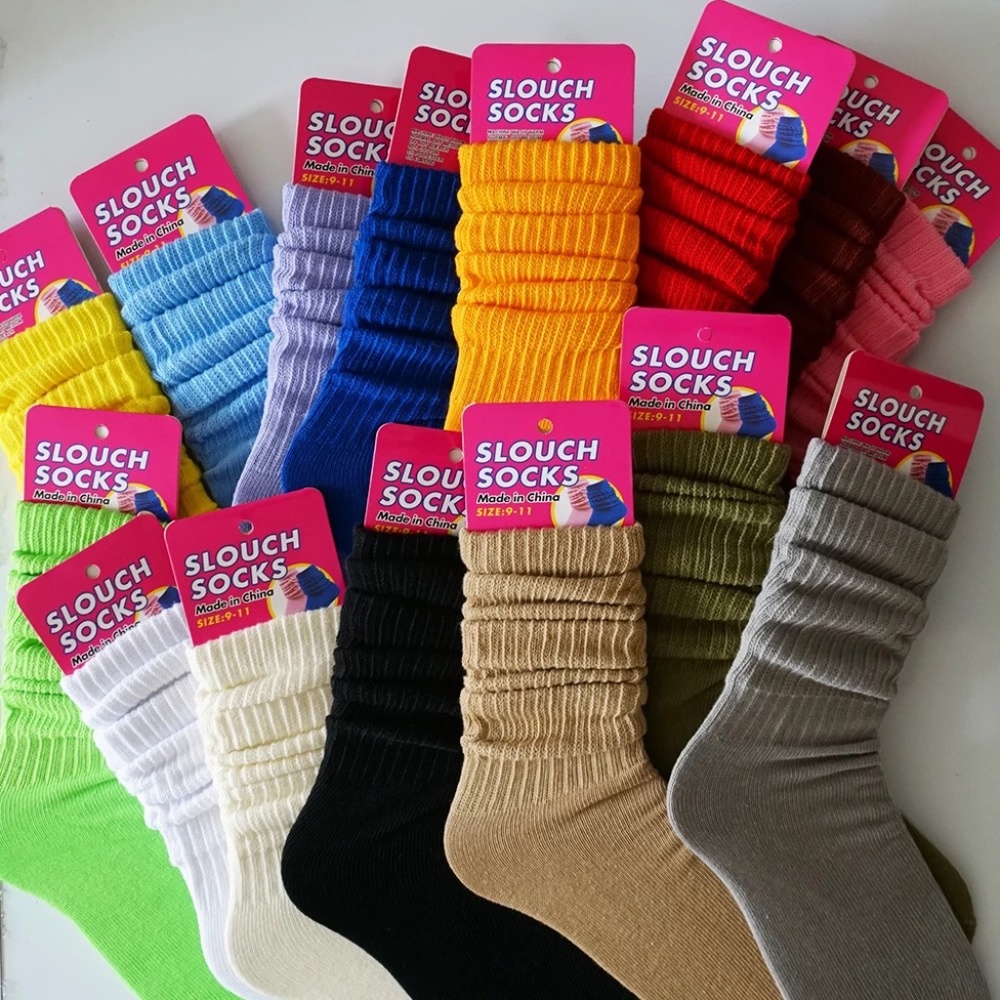 WOMENS COZY CREW 100% COTTON SLOUCH SOCKS (BOGO)